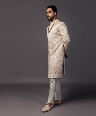 Peach barkah sherwani set 2