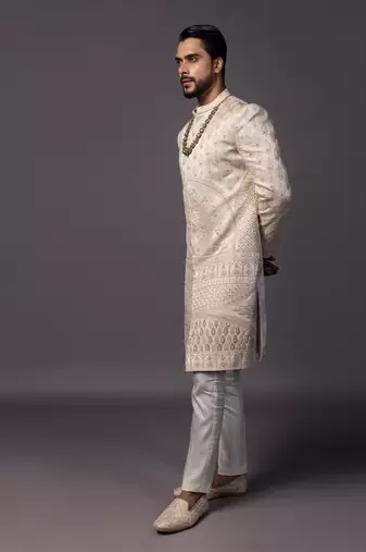 Peach barkah sherwani set