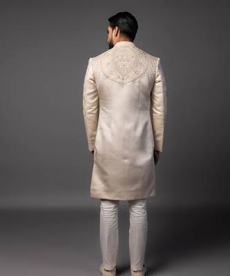 Peach barkah sherwani set 3