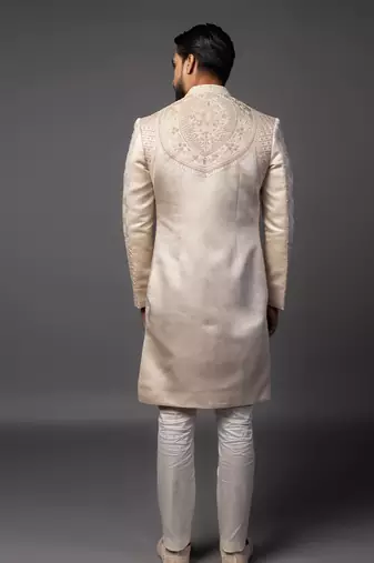 Peach barkah sherwani set