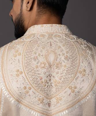 Peach barkah sherwani set 4