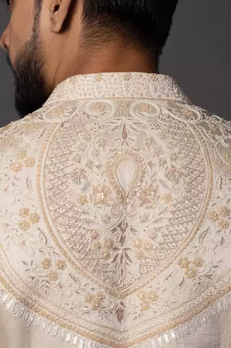 Peach barkah sherwani set