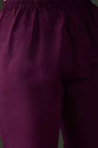 Purple Silk ChikanKari Embroidered Kurta Pant & Dupatta