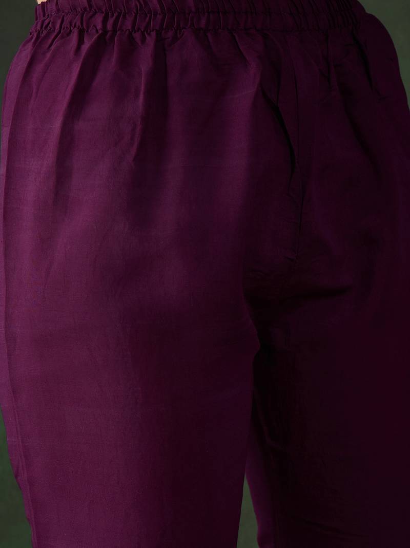 Purple Silk ChikanKari Embroidered Kurta Pant & Dupatta