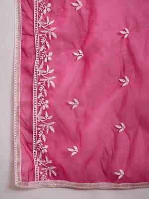 Kurti heavy roman silk fabric with chicken kari style embroidery work 7