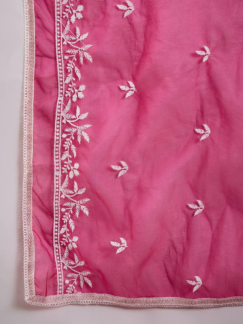 Kurti heavy roman silk fabric with chicken kari style embroidery work