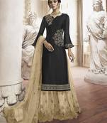 Black rangoli georgette semi stitched wedding sharara suit