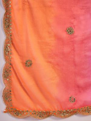 Chinon bandhni print sequence coding work kurta pant with dupatta set 7