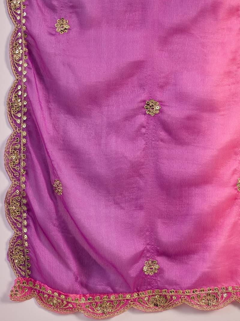 Chinon bandhni print sequence coding work kurta pant with dupatta set