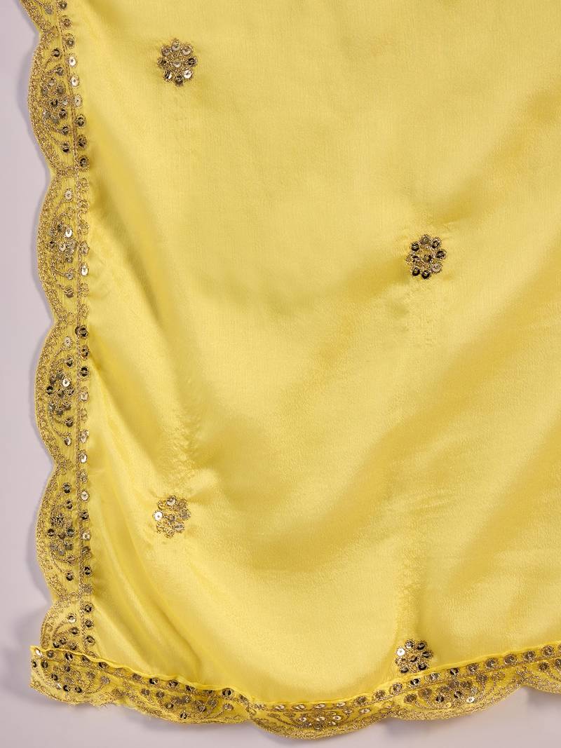 Chinon bandhni print sequence coding work kurta pant with dupatta set