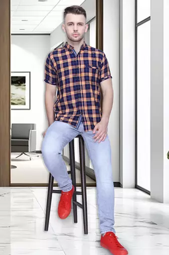 Men's cotton casual shirt | half sleeves shirt for men