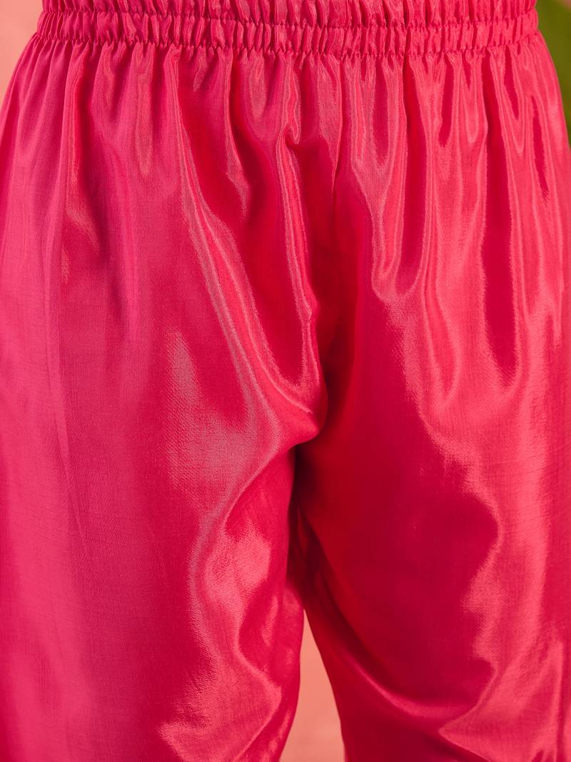 Chinon bandhni print sequence coding work kurta pant with dupatta set