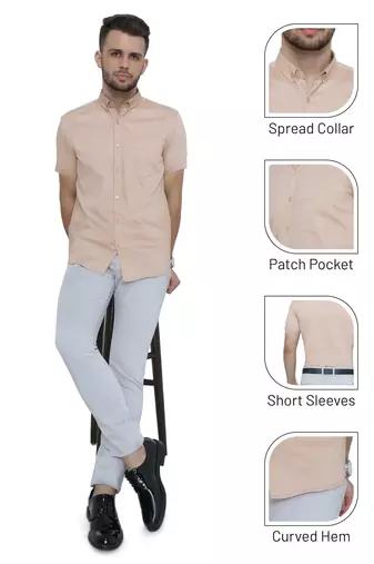 Men's oxford cotton formal shirt | half sleeves formal shirt for men
