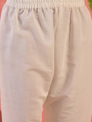 Embroidered notch neck sequined a-line kurta with trouser & dupatta 4