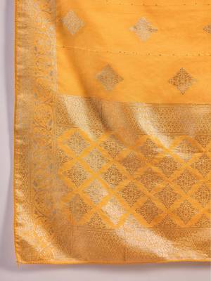 Embroidered notch neck sequined a-line kurta with trouser & dupatta 7