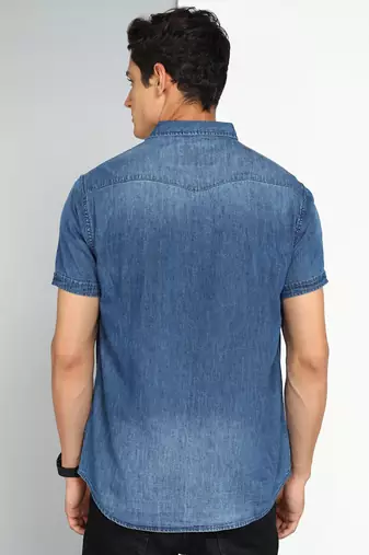 Men's denim double pocket casual shirt | half sleeves shirt for men