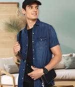 Men's denim double pocket casual shirt | half sleeves shirt for men