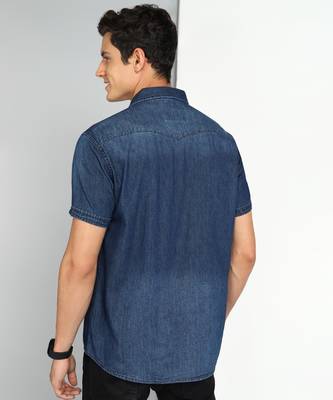 Men's denim double pocket casual shirt | half sleeves shirt for men 2