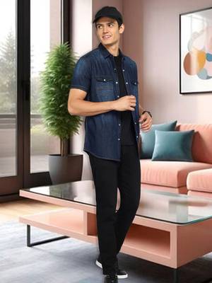 Men's denim double pocket casual shirt | half sleeves shirt for men 3