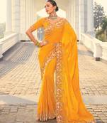 Stone pure crepe amber designer saree