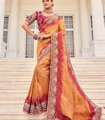 Crepe jacquard rust stones classic saree
