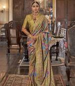 Silk blend multicolour printed trendy saree