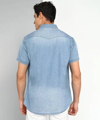 Men's denim double pocket casual shirt | half sleeves shirt for men 2