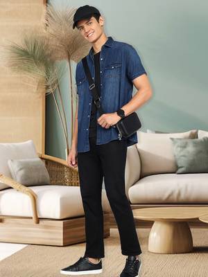 Men's denim double pocket casual shirt | half sleeves shirt for men 3