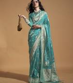 Women zari woven saree with tassels