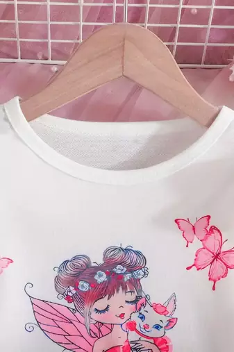 Pink color printed polyester a-line style dresses