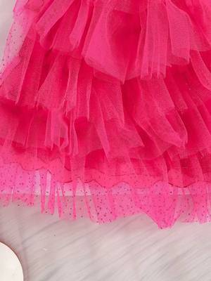 Pink color printed polyester a-line style dresses 5