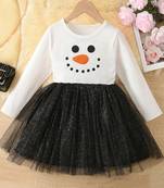 Chic & Festive Snowman Tulle Dress for Girls