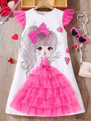 Adorable Princess Vibes White & Pink Tulle Dress 1