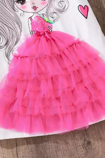 Adorable Princess Vibes White & Pink Tulle Dress