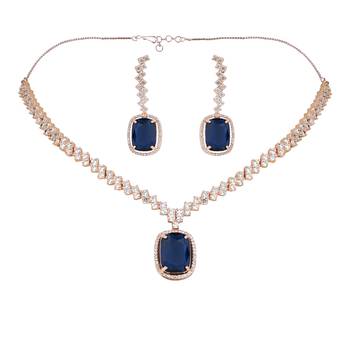  cubic zirconia american diamond valentines special necklace with drop earrings jewellery set for women 2