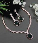 cubic zirconia american diamond necklace & drop earrings jewellery set