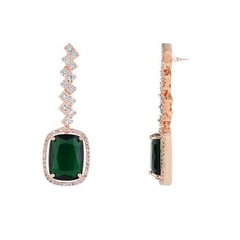 cubic zirconia american diamond necklace & drop earrings jewellery set 4