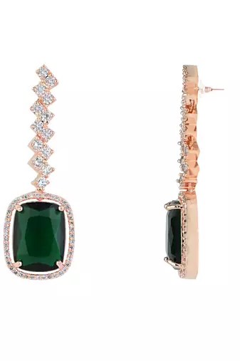 cubic zirconia american diamond necklace & drop earrings jewellery set