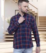 Men's cotton flannel double pocket shirt | checks shirt for men