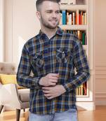 Men's cotton flannel double pocket shirt | checks shirt for men
