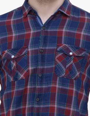 Men's cotton flannel double pocket shirt | checks shirt for men 4