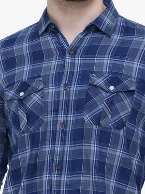Men's cotton flannel double pocket shirt | checks shirt for men 4