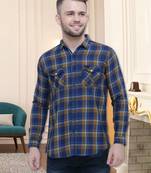 Men's cotton flannel double pocket shirt | checks shirt for men