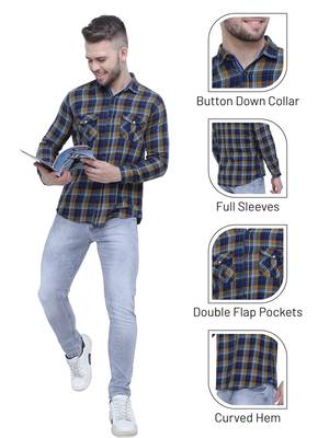 Men's cotton flannel double pocket shirt | checks shirt for men 5