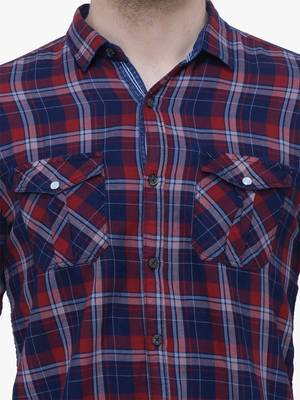 Men's cotton flannel double pocket shirt | checks shirt for men 4