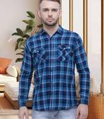 Men's cotton flannel double pocket shirt | checks shirt for men