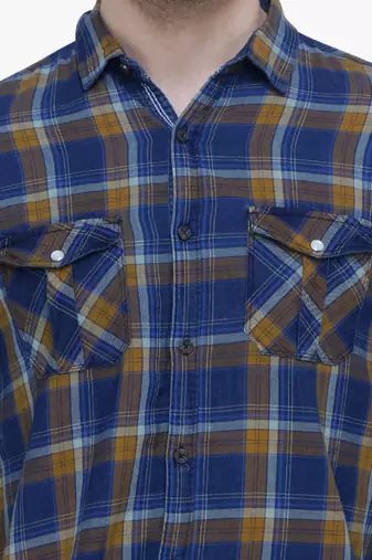 Men's cotton flannel double pocket shirt | checks shirt for men
