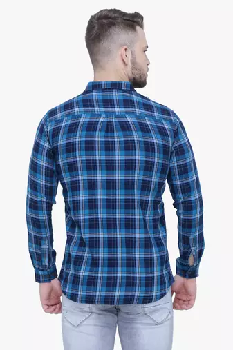 Men's cotton flannel double pocket shirt | checks shirt for men
