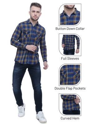 Men's cotton flannel double pocket shirt | checks shirt for men 5