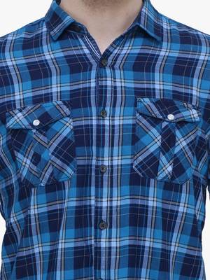 Men's cotton flannel double pocket shirt | checks shirt for men 4